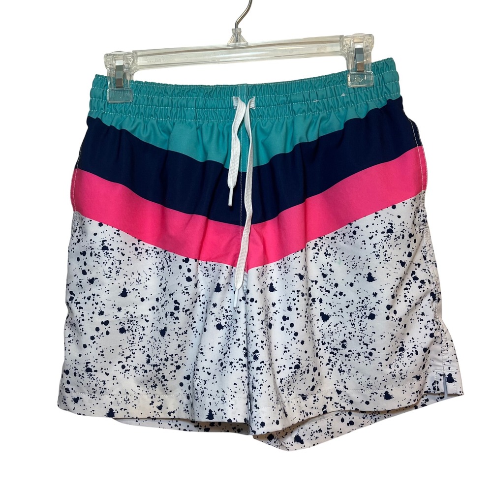Chubbies Swim Trunks Blue Pink White Splatter 5.5" Inseam Size Small